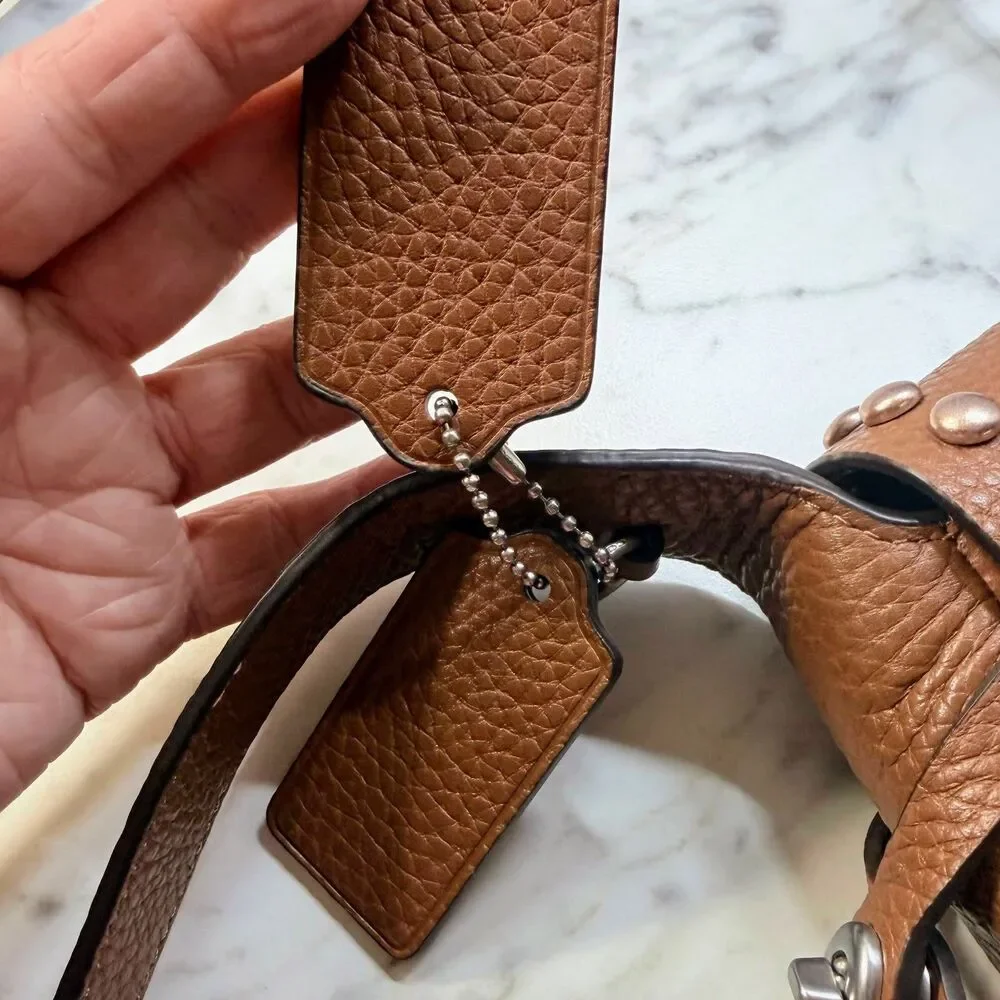 Coach Dakota Mini Studded Crossbody Bag Tan Pebbled Leather